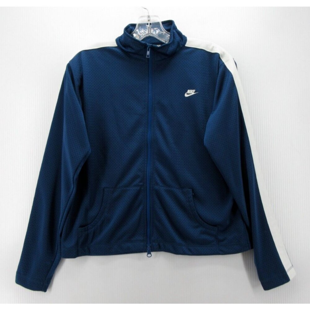 VINTAGE Nike Jacket Boys Kid Medium Track Coat Warm Up Soccer Mesh Full Zip